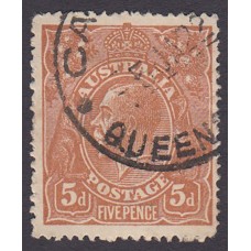 Australian    King George V    5d Chestnut   Single Crown WMK  Plate Variety 1L45